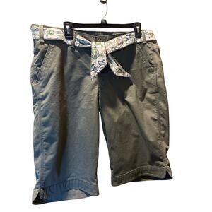 Womans Bermuda Shorts Riders Copper Green with Reversible  Print Sash Belt 15M